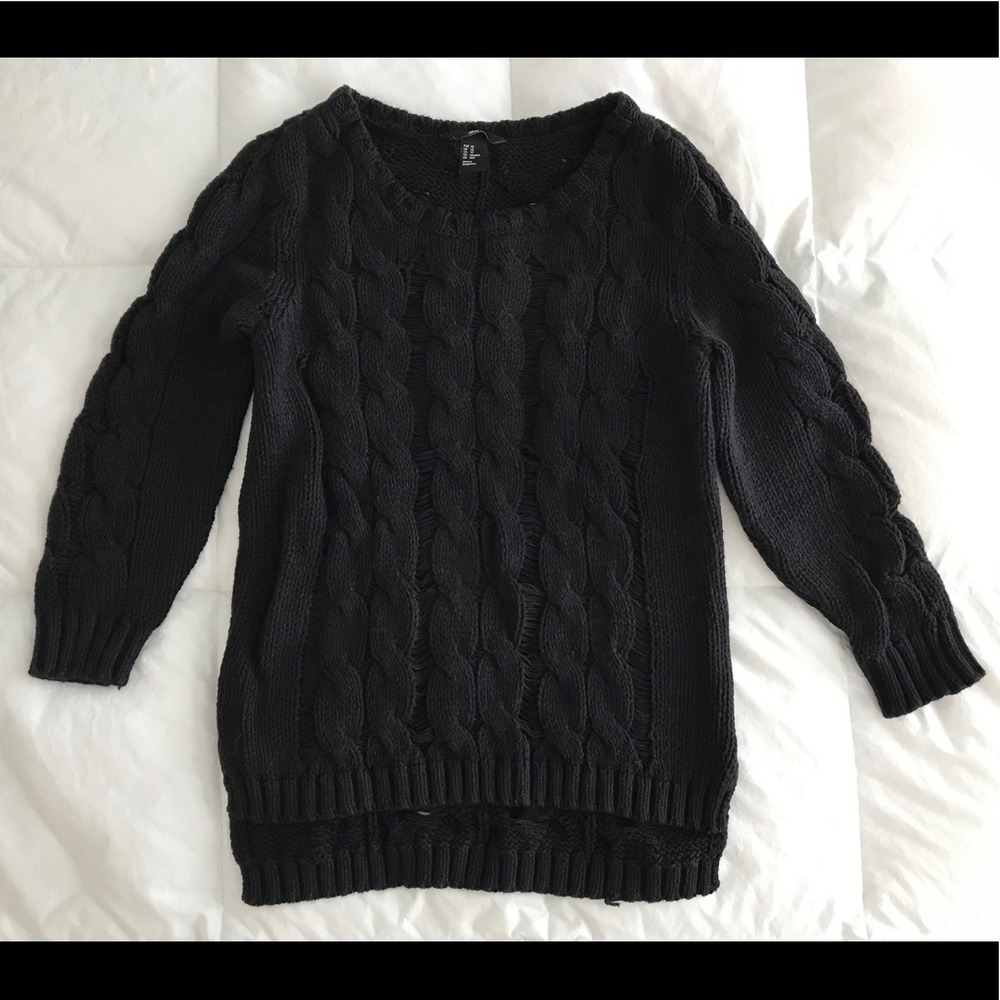 H&M Black Cable Knit Sweater Size XS